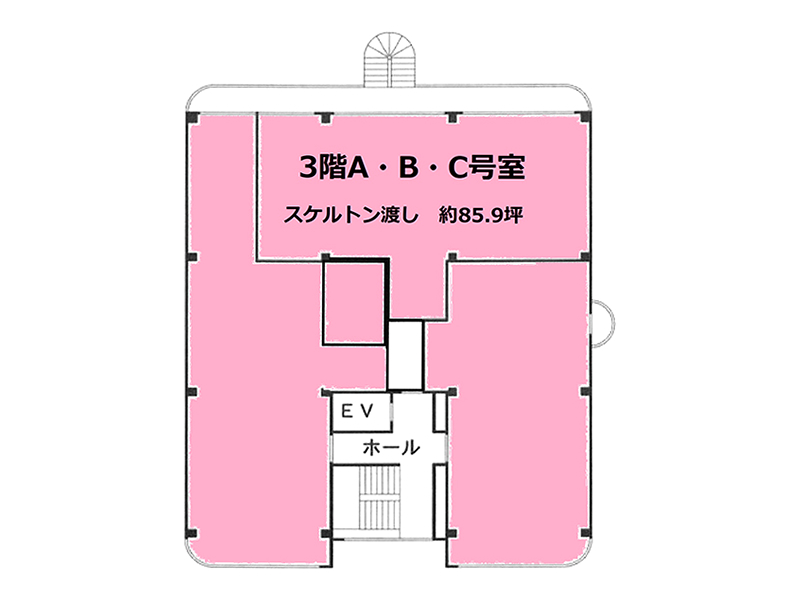 3階A・B・C号室の間取り図