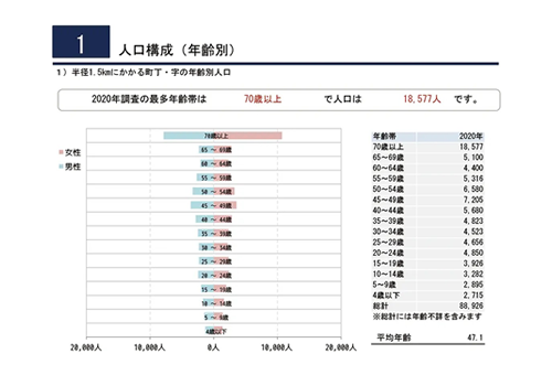 新家西町年齢別人口構成の資料